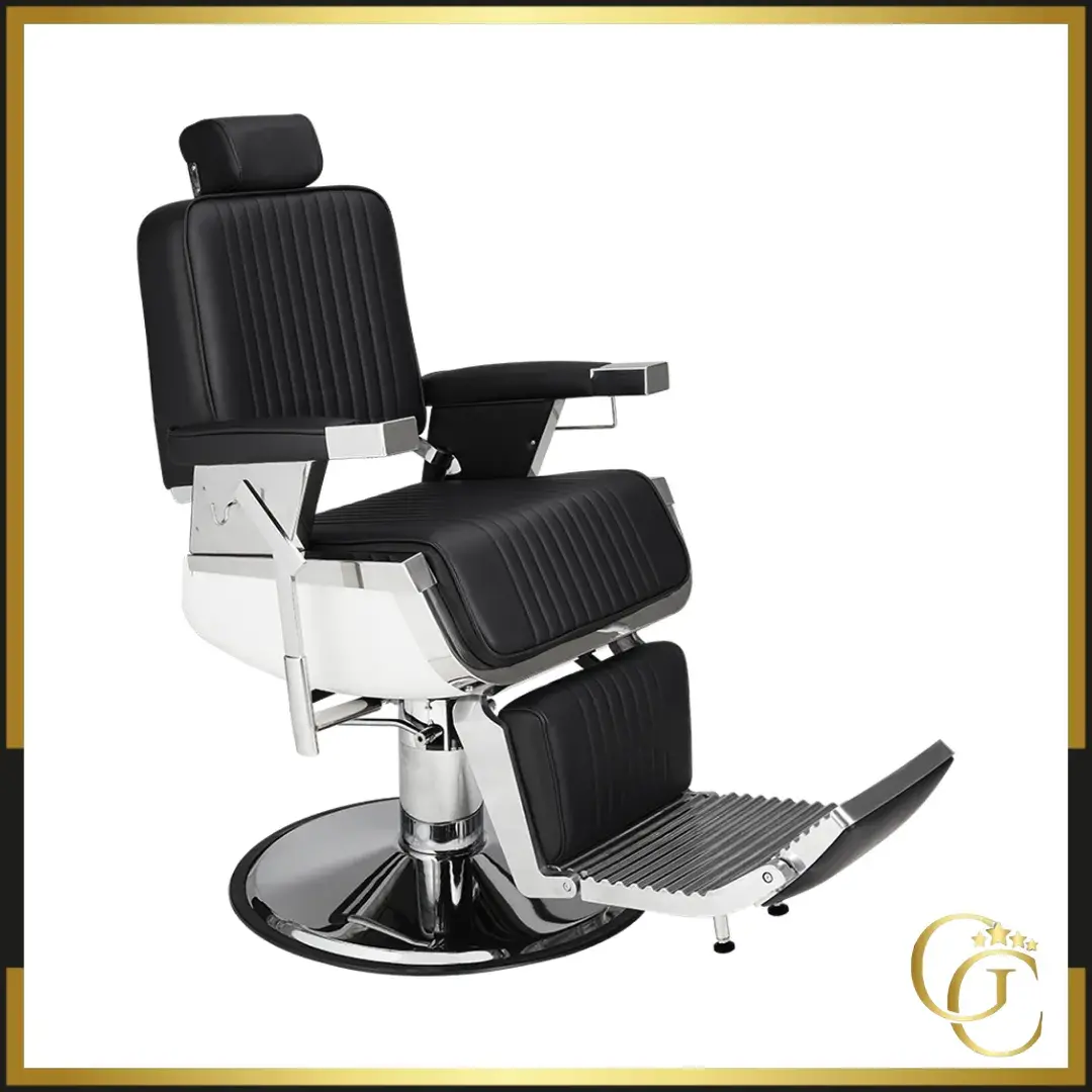 Fauteuil de barbier Elliot (3) Fauteuil de barbier Elliot - Fauteuil barbier professionnel - chaise de barbier vintage - fauteuil de coiffure pour homme - fauteuil de coiffure vintage - mobilier de coiffure professionnel - mobilier barbier professionnel - siège barber - fauteuil barbershop