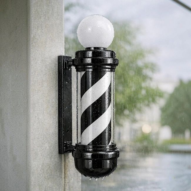 Enseigne barbier lumineuse – Barber pole professionnel – Enseigne salon de coiffure – Signalétique barbershop – Lampe barber rotative – Enseigne LED barbier – Accessoire façade salon – Barber pole extérieur – Enseigne coiffure rétro – Matériel barbier haut de gamme