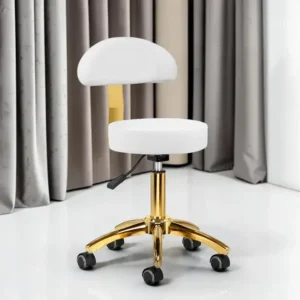 Tabouret esthétique Am-304 G-Blanc (1) tabouret esthétique professionnel - siège esthéticienne ergonomique - tabouret de soin hydraulique - mobilier salon de beauté - tabouret professionnel pivotant - siège de massage à roulettes - tabouret manucure pédicure - équipement institut esthétique - tabouret assise matelassée - mobilier esthétique haut de gamme - tabouret de coiffure professionnel - tabouret esthétique à roulettes - tabouret selle de cheval - siège assis debout professionnel - mobilier de coiffure et esthétique - tabouret ergonomique avec dossier - réglage hauteur vérin à gaz - mousse haute densité résiliente - piétement chrome étoile - roulettes anti-cheveux - tabouret de coupe coiffeur - tabouret pour tatoueur - siège de massage et soin - tabouret manucure et pédicure - revêtement simili-cuir lavable