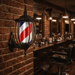 WILL (1) Enseigne barbier lumineuse – Barber pole professionnel – Enseigne salon de coiffure – Signalétique barbershop – Lampe barber rotative – Enseigne LED barbier – Accessoire façade salon – Barber pole extérieur – Enseigne coiffure rétro – Matériel barbier haut de gamme
