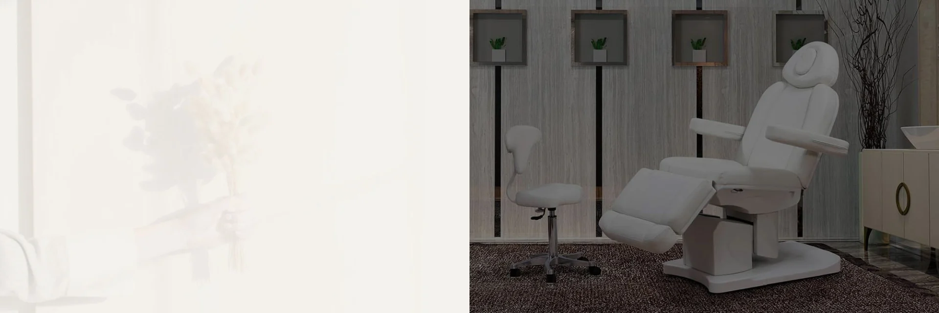 Mobilier coiffure professionnel - fauteuil barbier - chaise barbier - poste de coiffage - bac à shampoing - comptoir d'accueil - table de massage - fauteuil de pédicure - enseigne barbier - fauteuil de coiffure - bac de lavage - canapé salle d'attente