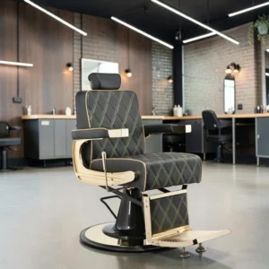 professional barber chair - luxury barber chair - barber chair - vintage barbershop chair - high-end barber furniture - professional hair salon chair - hydraulic barber chair - tufted barber chair - sturdy barber chair - gold design barber chair - luxury retro barber chair - premium barbershop equipment - comfort barber chair - adjustable barber chair - gold aluminum barber chair