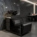 Elsa shampoo basin - ergonomic hairdressing basin - salon washing unit - tilting ceramic basin - compact shampoo basin - professional washing chair - resistant polypropylene structure - adjustable salon seat - premium black washing basin - durable hairdressing equipment - comfortable shampoo basin - hairdressing salon furniture - high-quality washing basin - deep ergonomic basin - modern design shampoo basin