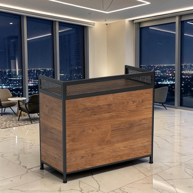 Comptoir d’accueil industriel – Meuble de réception coiffure – Comptoir caisse salon – Mobilier d’accueil professionnel – Comptoir de réception bois – Meuble d’accueil métal – Comptoir caisse design – Mobilier salon de coiffure – Comptoir d’accueil robuste – Meuble de réception élégant