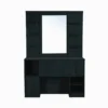 Coiffeuse barbier professionnelle - Poste de coiffage bois clair - Meuble salon de coiffure - Station de coiffage LED - Coiffeuse murale moderne - Mobilier barbier haut de gamme - Meuble de rangement coiffure - Miroir rond lumineux - Coiffeuse design contemporain - Mobilier coiffure premium