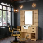 Poste de Coiffage Barbier OKE 2BR - Poste Barbier Vintage OKE 2BR- Coiffeuse Barbier Vintage OKE 2BR- poste de coiffage professionnel OKE 2BR- Mobilier de Coiffure Professionnel