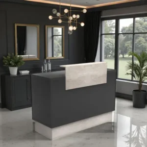 Comptoir Caisse Thierry -Meuble de réception Thierry -comptoir d'accueil Thierry - mobilier de coiffure professionnel - comptoir caisse salon de coiffure