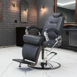 KINGSTON Barber Chair (1) professional barber chair – vintage barber chair – adjustable barber chair – high-end barbershop furniture – industrial barber chair – M2 faux leather barber chair – reclining backrest barber chair – chrome base barber chair – client comfort barber chair – designer barber furniture – aluminum armrest barber chair – adjustable headrest barber chair – retro barber chair – sturdy barber chair – ergonomic barber chair – premium barbershop furniture – black leather barber chair – hydraulic adjustment barber chair – stable barber chair – trendy barber furniture