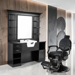 JULES B (1) Poste de coiffage vintage JULES b - Coiffeuse pour Salon de Coiffure JULES b - coiffeuse barbier vintage JULES b - Mobilier de Coiffure Professionnel - coiffeuse de coiffure JULES b