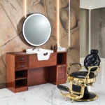 Poste de Coiffage Barbier JULES BR01 - coiffeuse barbier vintage JULES BR01 - Coiffeuse pour Salon de Coiffure JULES BR01 - coiffeuse de coiffure JULES BR01 - Mobilier de Coiffure Professionnel