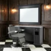 poste de coiffage barbier – meuble barbier professionnel – station de coiffure vintage – mobilier salon de coiffure – coiffeuse barbier haut de gamme – meuble barbershop rétro – poste de travail barbier – meuble de coiffure bois massif – station de coiffage élégante – mobilier barbershop premium