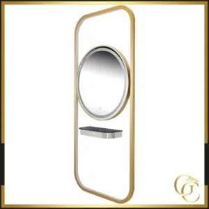 Wall-Mounted LED Styling Station Calypso (2) Calypso LED Wall-Mounted Styling Station - LED wall-mounted styling station for hair salon - high-end hairdressing furniture - Calypso LED mirror styling station - Calypso LED wall-mounted styling station with lighting