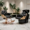 Bac à shampooing professionnel - Bac de lavage coiffure - Meuble pour salon de coiffure - Mobilier de coiffure design - Fauteuil de lavage ergonomique - Mobilier de coiffure haut de gamme - meuble pour salon de coiffure - Bac à shampoing doré et noir - Équipement de coiffure professionnel