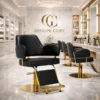 fauteuil de coiffure professionnel – chaise de coiffure luxe – mobilier salon de coiffure – fauteuil coiffure noir or – chaise hydraulique salon – équipement salon de coiffure – fauteuil coiffure ergonomique – chaise de coiffure design – fauteuil coiffure haut de gamme – mobilier coiffure moderne