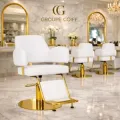 Linz-NQ GW (1) Professional barber chair - Luxury salon chair - Hair salon furniture - Black and gold barber chair - Hydraulic salon chair - Hair salon equipment - Ergonomic barber chair - Designer salon chair - High-end barber chair - Modern salon furniture