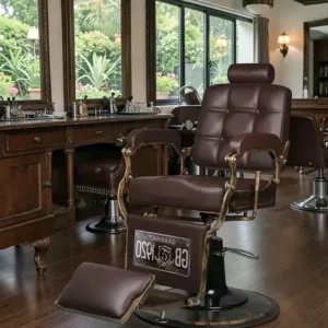 Fauteuil de Barbier The Boss Brun - chaise Barbier Vintage The Boss BR - Fauteuil de coiffure Barbier The Boss brun - chaise de coiffure Barbier The Boss brun - mobilier de coiffure haut de gamme - barbershop - barbier