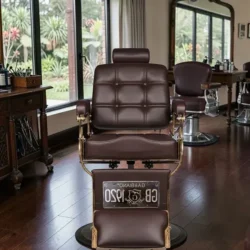 The Boss Brown Barber Chair - Vintage The Boss BR Barber Chair - The Boss Brown Barber Styling Chair - The Boss Brown Barber Styling Chair - High-End Barber Furniture - Barbershop - Barber