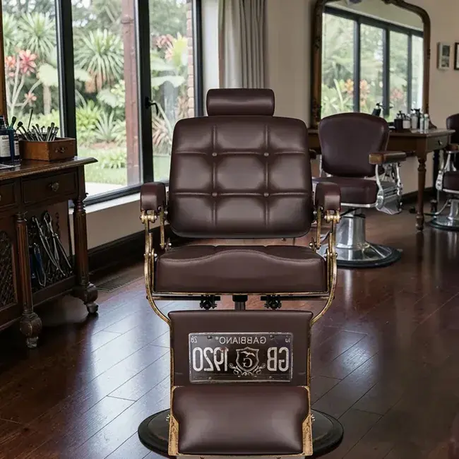 Fauteuil de Barbier The Boss Brun - chaise Barbier Vintage The Boss BR - Fauteuil de coiffure Barbier The Boss brun - chaise de coiffure Barbier The Boss brun - mobilier de coiffure haut de gamme - barbershop - barbier