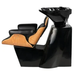 Bac à shampooing professionnel - Bac de lavage coiffure - Meuble pour salon de coiffure - Mobilier de coiffure design - Fauteuil de lavage ergonomique - Mobilier de coiffure haut de gamme - meuble pour salon de coiffure - Bac à shampoing doré et noir - Équipement de coiffure professionnel