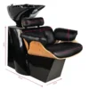 Bac à shampooing professionnel - Bac de lavage coiffure - Meuble pour salon de coiffure - Mobilier de coiffure design - Fauteuil de lavage ergonomique - Mobilier de coiffure haut de gamme - meuble pour salon de coiffure - Bac à shampoing doré et noir - Équipement de coiffure professionnel