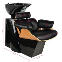 Bac à shampooing professionnel - Bac de lavage coiffure - Meuble pour salon de coiffure - Mobilier de coiffure design - Fauteuil de lavage ergonomique - Mobilier de coiffure haut de gamme - meuble pour salon de coiffure - Bac à shampoing doré et noir - Équipement de coiffure professionnel