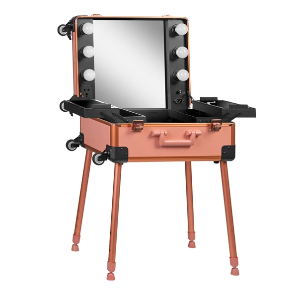 Valise de maquillage Viola Rose- table de maquillage Viola Rose - table de maquillage professionnelle - mobilier de maquillage professionnel - mobilier esthétique professionnel