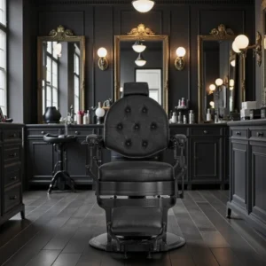 Fauteuil de Barbier Wolf Black - Fauteuil Barbier Wolf Black - Chaise Barbier Wolf Black - Fauteuil de coiffure barbier Wolf Black - mobilier de coiffure haut de gamme