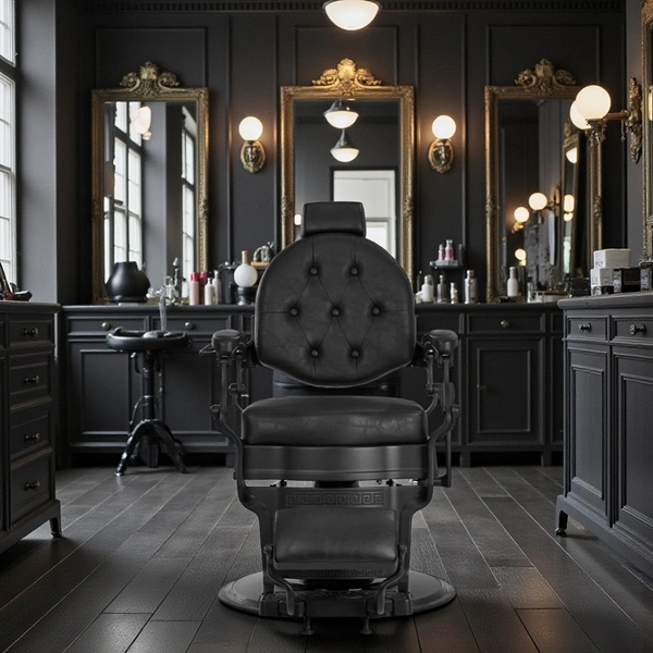 Fauteuil de Barbier Wolf Black - Fauteuil Barbier Wolf Black - Chaise Barbier Wolf Black - Fauteuil de coiffure barbier Wolf Black - mobilier de coiffure haut de gamme