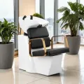 Professional shampoo basin - Hairdressing wash basin - Hair salon furniture - Designer hairdressing furniture - Ergonomic wash chair - High-end hairdressing furniture - Hair salon furniture - Gold and black shampoo basin - Professional hairdressing equipment