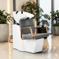 Professional shampoo basin - Hairdressing wash basin - Hair salon furniture - Designer hairdressing furniture - Ergonomic wash chair - High-end hairdressing furniture - Hair salon furniture - Gold and black shampoo basin - Professional hairdressing equipment