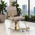 Professional Hairdressing Chair - Hairdressing Furniture - Hairdressing Seat - Golden Beige Hairdressing Chair - Furniture for Hair and Beauty Salon - Designer Hairdressing Furniture - Hydraulic Pump Hairdressing Chair - Ergonomic Hairdressing Chair - Gabbiano Adele BGD - High-End Salon Equipment