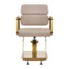 Fauteuil de coiffure professionnel - Mobilier de coiffure - Siège de coiffure -Fauteuil de coiffure beige doré - Meuble pour salon de coiffure et beauté - Mobilier coiffure design - Fauteuil coiffure pompe hydraulique -Chaise de coiffure ergonomique -Gabbiano Adele BGD - Équipement salon de coiffure haut de gamme