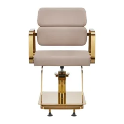 Adele BGD hairdressing chair (4) Professional Hairdressing Chair - Hairdressing Furniture - Hairdressing Seat - Golden Beige Hairdressing Chair - Furniture for Hair and Beauty Salon - Designer Hairdressing Furniture - Hydraulic Pump Hairdressing Chair - Ergonomic Hairdressing Chair - Gabbiano Adele BGD - High-End Salon Equipment