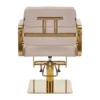 Fauteuil de coiffure professionnel - Mobilier de coiffure - Siège de coiffure -Fauteuil de coiffure beige doré - Meuble pour salon de coiffure et beauté - Mobilier coiffure design - Fauteuil coiffure pompe hydraulique -Chaise de coiffure ergonomique -Gabbiano Adele BGD - Équipement salon de coiffure haut de gamme
