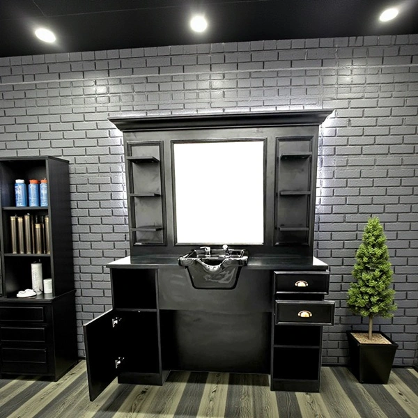 Poste de Coiffage Hector - coiffeuse barbier Hector - Coiffeuse pour Salon de Coiffure Hector - mobilier de coiffure professionnel - Station de coiffure Hector