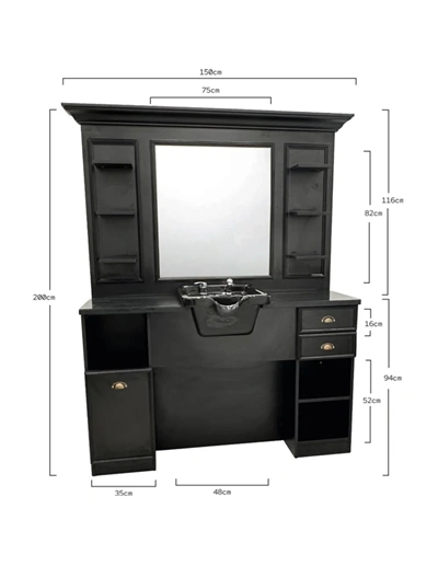 Poste de Coiffage Hector - coiffeuse barbier Hector - Coiffeuse pour Salon de Coiffure Hector - mobilier de coiffure professionnel - Station de coiffure Hector