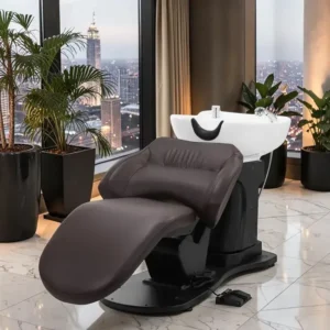 Bac à Shampoing Électrique Trycho Marron - Bac de lavage électrique Trycho - Bac à Shampoing électrique professionnel - Bac à Shampoing salon de coiffure - mobilier de coiffure professionnel
