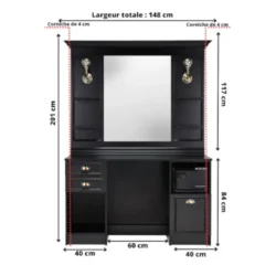 LEXUS Black Barber Station - LEXUS Black Barber Wash Station - Professional Hair Styling Station - Professional Barber Furniture - Hair Salon Furniture