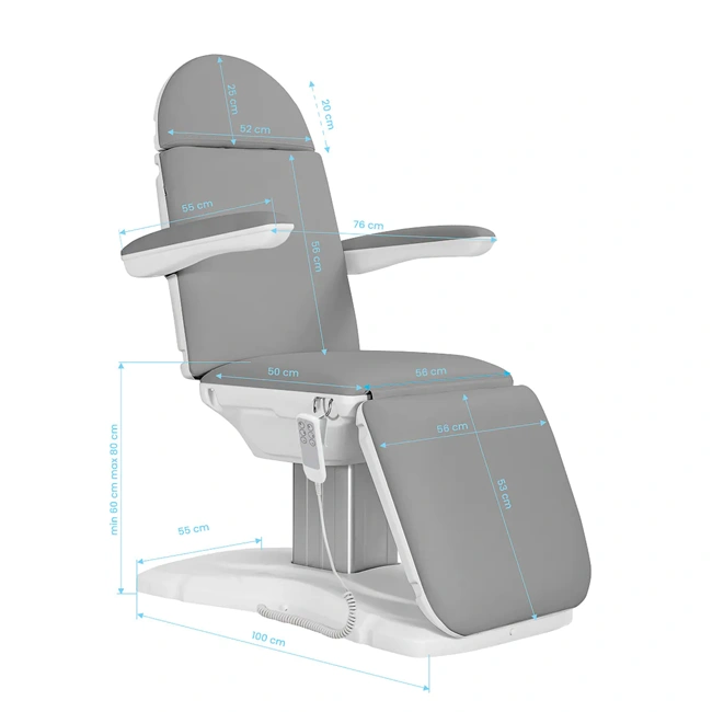 Electric aesthetic chair, aesthetic treatment chair, professional aesthetic furniture, electric treatment table, electric spa chair, motorized aesthetic chair, adjustable aesthetic chair.