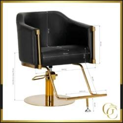 Fauteuil de Coiffure NOUR Black Gold (1) Fauteuil de Coiffure NOUR Black Gold - Chaise de coiffure NOUR Black Gold - Meuble pour salon de coiffure - Mobilier de coiffure professionnel - Fauteuil de coupe NOUR