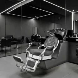 Clovis shampoo unit (2) Elsa shampoo basin - ergonomic hairdressing basin - salon washing unit - tilting ceramic basin - compact shampoo basin - professional washing chair - resistant polypropylene structure - adjustable salon seat - premium black washing basin - durable hairdressing equipment - comfortable shampoo basin - hairdressing salon furniture - high-quality washing basin - deep ergonomic basin - modern design shampoo basin