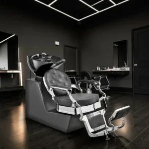 Elsa shampoo basin - ergonomic hairdressing basin - salon washing unit - tilting ceramic basin - compact shampoo basin - professional washing chair - resistant polypropylene structure - adjustable salon seat - premium black washing basin - durable hairdressing equipment - comfortable shampoo basin - hairdressing salon furniture - high-quality washing basin - deep ergonomic basin - modern design shampoo basin