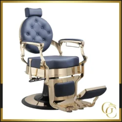 Fauteuil de Barbier Clovis Gold Blue - Fauteuil Barbier Clovis - fauteuil barbier professionnel - Mobilier de coiffure professionnel - mobilier de barbier professionnel