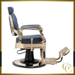 Fauteuil de Barbier Clovis Gold Blue - Fauteuil Barbier Clovis - fauteuil barbier professionnel - Mobilier de coiffure professionnel - mobilier de barbier professionnel