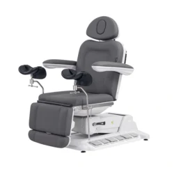 SIMUS GYN (23) electric gynecological chair – gynecological examination table – professional medical chair – motorized gynecological chair – electric examination chair – ergonomic medical furniture – rotating gynecological chair – electric medical table – adjustable medical chair – gynecological leg rests – swiveling examination chair – gray PU medical chair – high-end gynecological chair – 4-motor medical chair – medical examination table