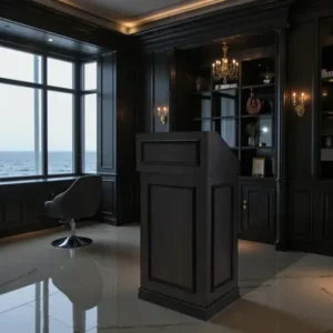 comptoir d'accueil LEXUS MINI Wengé - comptoir Caisse LEXUS MINI Wengé - Meuble d'accueil pour salon de coiffure - Meuble pour salon de coiffure - Mobilier de coiffure professionnel