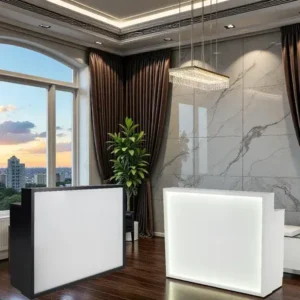 Meuble d'accueil BRILL - Comptoir de réception pour salon de coiffure - Comptoir d'accueil BRILL - mobilier de coiffure professionnel - Comptoir caisse BRILL