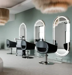 Miroir de coiffure LOOP CP - Poste de coiffage LOOP CP - Mobilier pour salon de coiffure - Coiffeuse avec miroir Led - Poste de coiffure professionnel