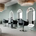 LOOP CP (1) Miroir de coiffure LOOP CP - Poste de coiffage LOOP CP - Mobilier pour salon de coiffure - Coiffeuse avec miroir Led - Poste de coiffure professionnel