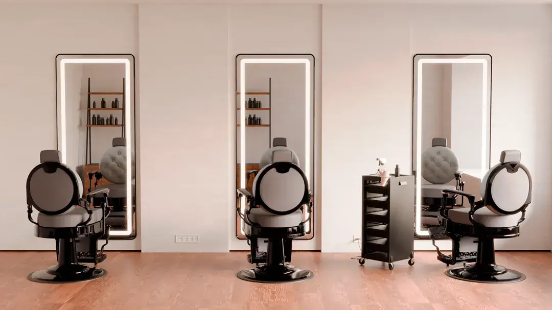 Miroir de coiffure rec cb - Poste de coiffage rec cb - Mobilier pour salon de coiffure - Coiffeuse avec miroir Led - Poste de coiffure professionnel